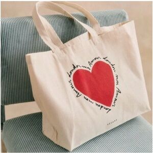 NWOT Sézane Mon Amour Tote (Limited Edition, Cream With Red Heart)